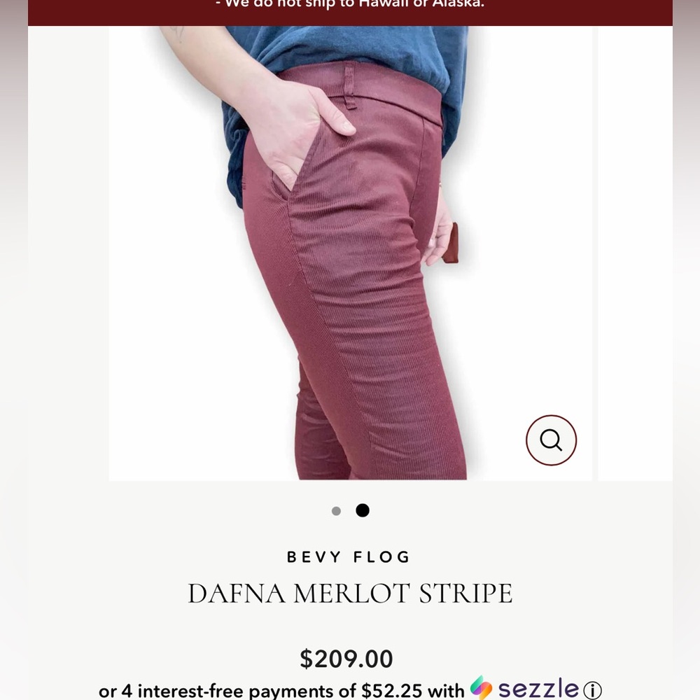 Bevy Flog • Dafna• Merlot Herringbone pants Size 25 Excellent Like New